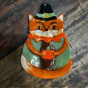 NWT Johanna Parker Harvest Critter Plate Fox / Thanksgiving Fall Decor
